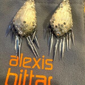 Alexis Bittar Silver Crystal, Faux Pearl Stud & Lucite Tassel Drop Earrings